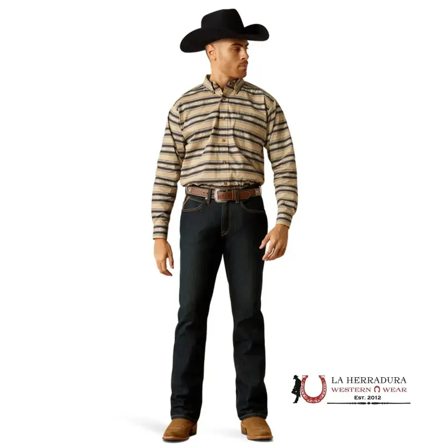 ARIAT CLASSIC KORBYN TAN VAVY BLUE LONG SLEEVE SHIRT - 2625